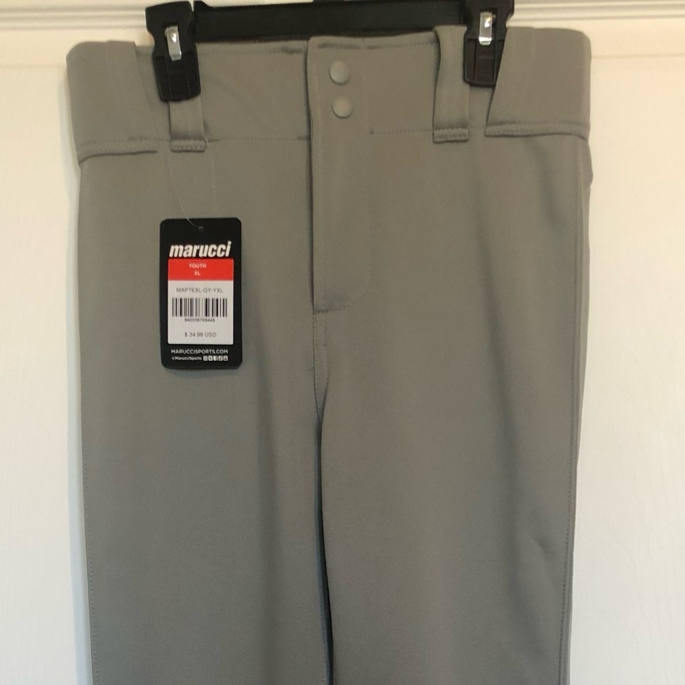 Gray Marucci youth XL baseball pants. NWT